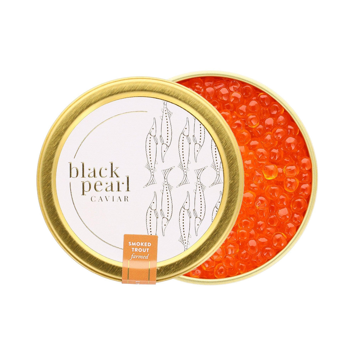 medium size smoked trout roe, bright orange color