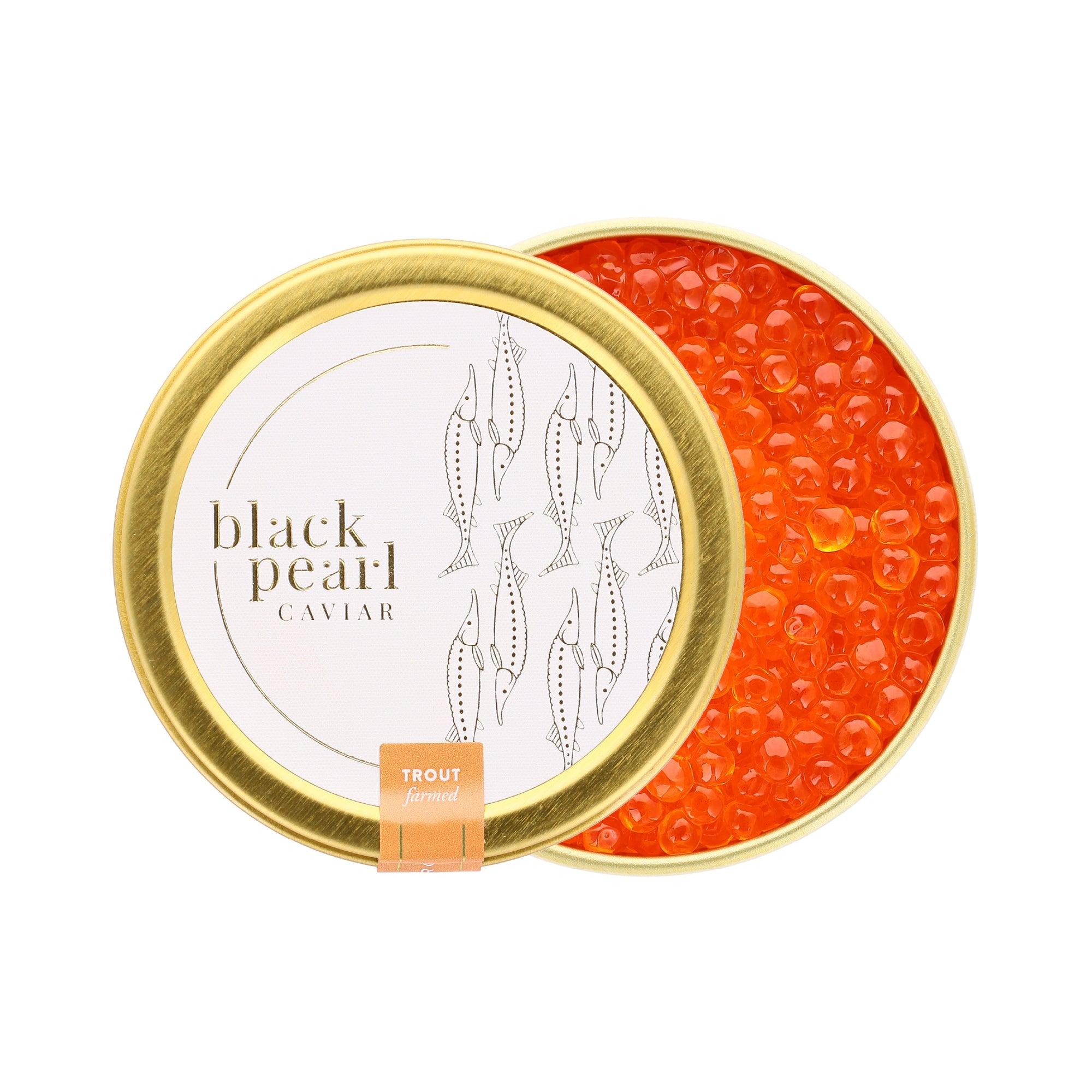 Black Pearl Caviar Trout Roe, Oncorhynchus mykiss Petrovich Caviar