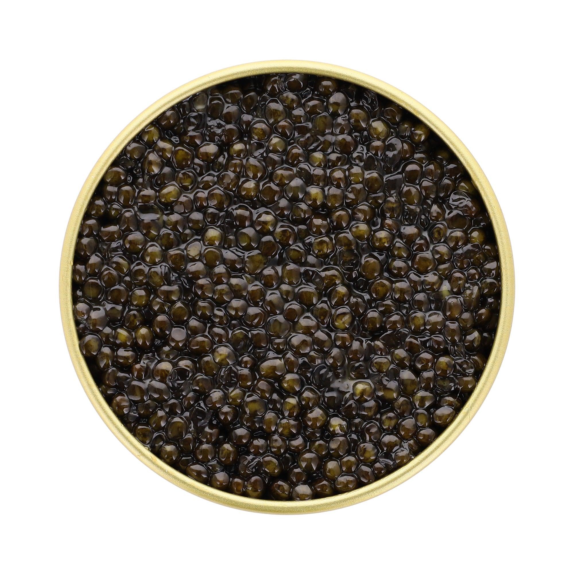 local farmed caviar from California, creamy and fishy taste