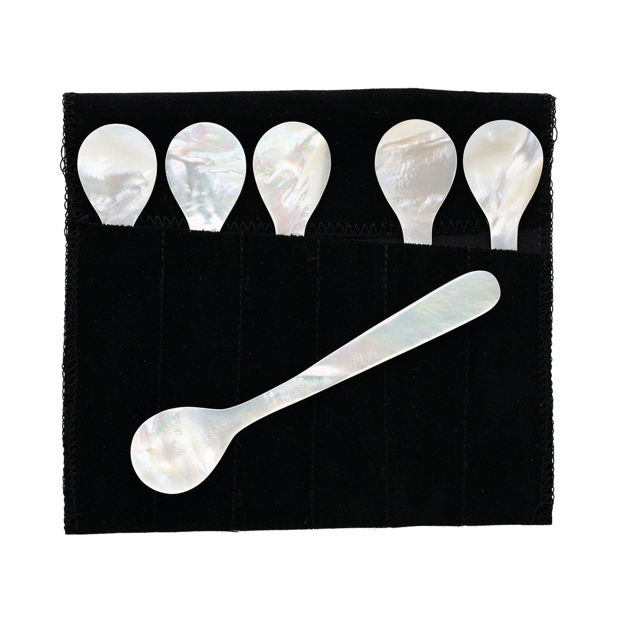 Large Caviar Spoon Set 5&#39;&#39; in Velvet Pouch - Petrovich Caviar 